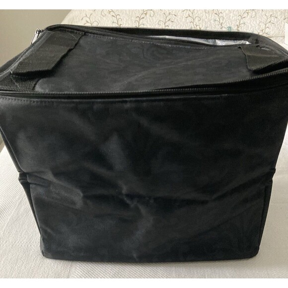 Thirty-One Double Top Handle Thermal Organizer Black Cross collapsible NEW - Picture 1 of 8